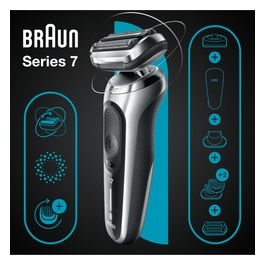 Braun Series 7 71-S4862cs Rasoio Elettrico Uomo con Accessori Rifinitore di Precisione Senza Fili Argento