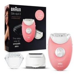 Braun Silk-Epil 3 SE 3-440 Set per le Prime Epilazioni 3-In-1 Epilatore Elettrico Donna con Luce SmartLight Testina Radente e Regolatore Bianco/Rosa