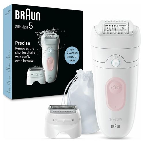 Braun Silk-Epil 5 Epilatore Elettrico 28 Pinze Wet and Dry Rullo Massaggiante