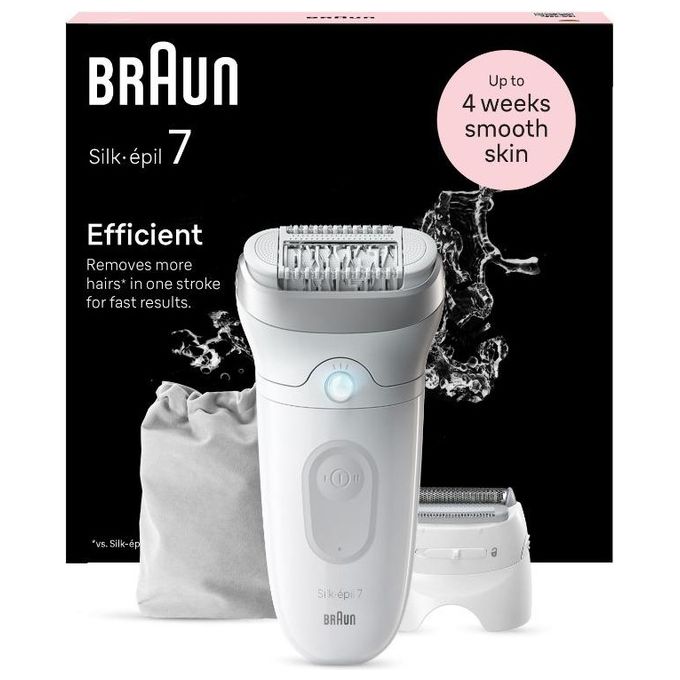 Image of Braun Silk-Epil 7 Epilatore Elettrico 40 Pinze 5 Accessori Wet and Dry Luce Smart