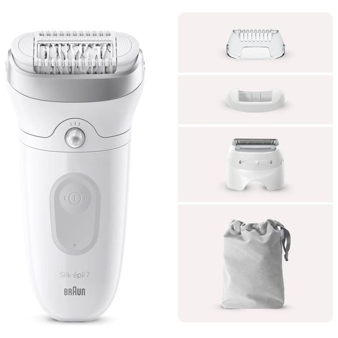 Braun Silk-Epil 7 Epilatore Elettrico 40 Pinze 5 Accessori Wet and Dry Luce Smart