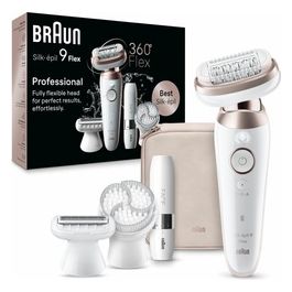 Braun Silk-Epil 9 Flex 9-360 3D Epilatore Elettrico Donna per Epilazione Semplice Bianco/Rosa