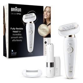 Braun Silk-Epil 9 Flex 9-005 Epilatore con Testina Flessibile Per Epilazione Semplice Bianco/Oro