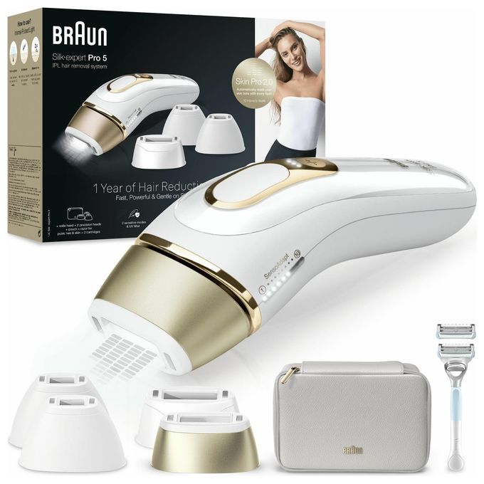 Image of Braun Silk·Expert Pro 5 Epilatore Luce Pulsata con Custodia Rasoio Donna Venus 4 Testine