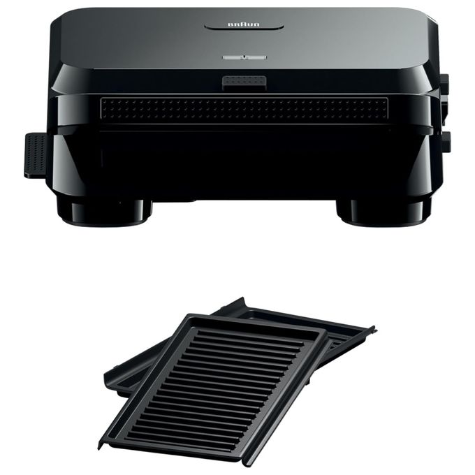 Braun SnackMaker 5 SM5001 Sandwich Maker con Piastre Grill Rimovibili in Alluminio Pressofuso 800W Nero