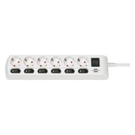 H05VV-F 3G1.5 Presa Multipla Commutabile Singolarmente A 6 2mt Bianco