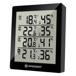 Temeo Hygro Quadro Termometro e Igrometro per 4 Punti di Misura Nero 10,4x2,5x12cm