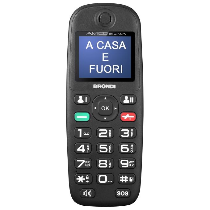 Brondi Amico di Casa Telefono Cellulare per Anziani GSM DUAL SIM con Tasti Grandi Funzione SOS Controllo Remoto Volume Alto Nero