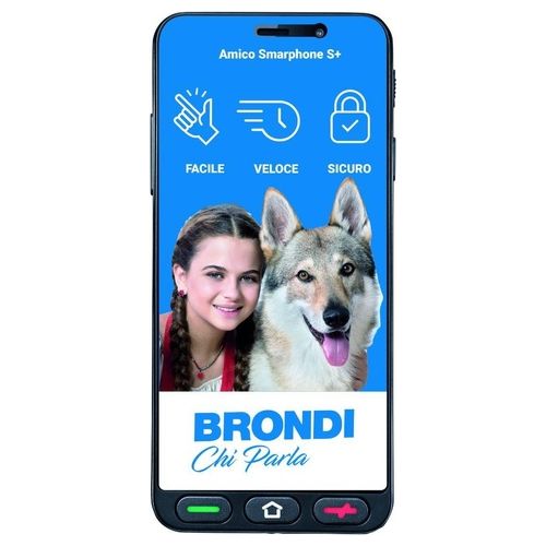 Brondi Amico Smartphone S+ 2Gb 16Gb 5.7'' Dual Sim Tasto SOS e controllo remoto Nero