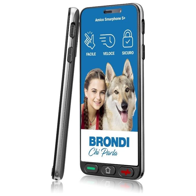 BRONDI AMICO SMARTPHONE XL, NERO per Anziani 4G LCD 6 WHATSAPP, SKYPE,  GPS, BASE DI RICARICA