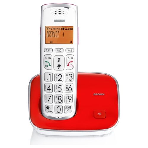 Brondi Bravo Gold 2 Telefono DECT Rosso/Bianco con Identificatore di Chiamata
