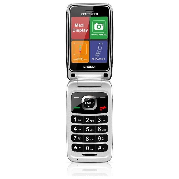 Brondi Contender Telefono Cellulare GSM Dual Sim con Tasti Grandi Bianco/Nero