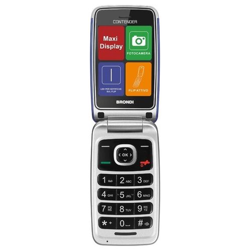 Brondi Contender Telefono Cellulare GSM Dual Sim con Tasti Grandi Blu/Viola