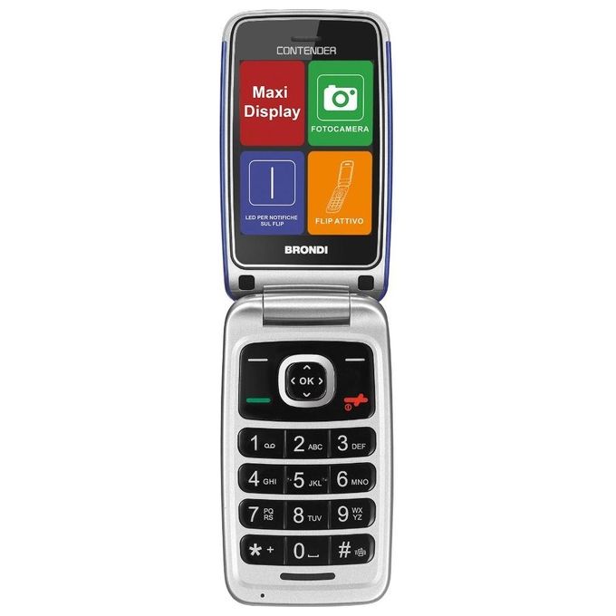 Brondi Contender Telefono Cellulare GSM Dual Sim con Tasti Grandi Blu/Viola