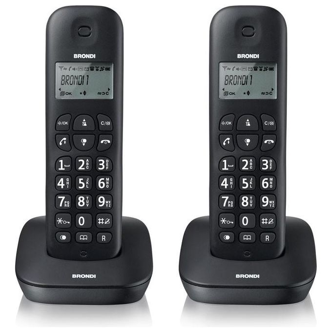 Brondi Cordless Gala Twin nero 2 Portatili, big Display, 20 Memorie, 5 Melodie