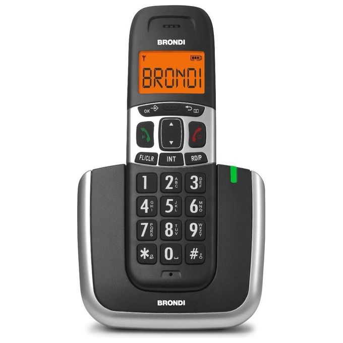Brondi Telefono Cordless Bravo Platinum Ampio Display con Grandi Numeri Nero