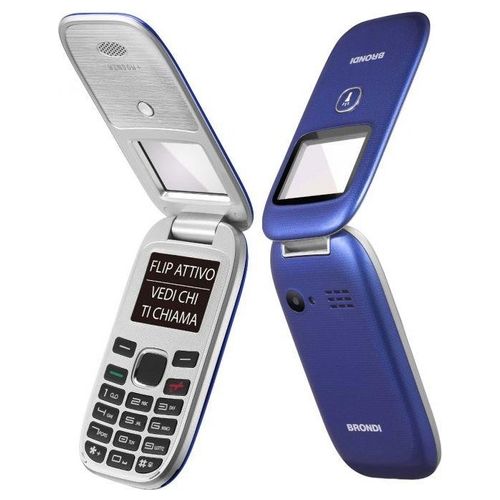 Brondi Window Telefono Cellulare con Apertura a Conchiglia e Flip Attivo Dual Sim 1.77" Blu