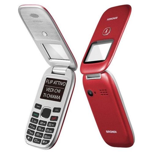 Brondi Window Telefono Cellulare con Apertura a Conchiglia e Flip Attivo Dual Sim 1.77" Rosso