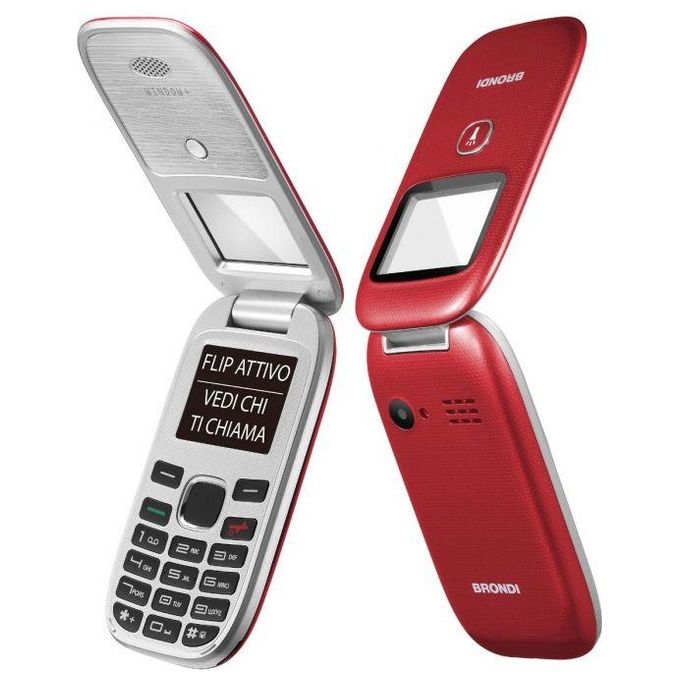Brondi Window Telefono Cellulare con Apertura a Conchiglia e Flip Attivo Dual Sim 1.77" Rosso