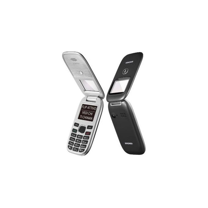 Brondi Window Telefono Cellulare con Apertura a Conchiglia e Flip Attivo Dual Sim 1.77'' Nero