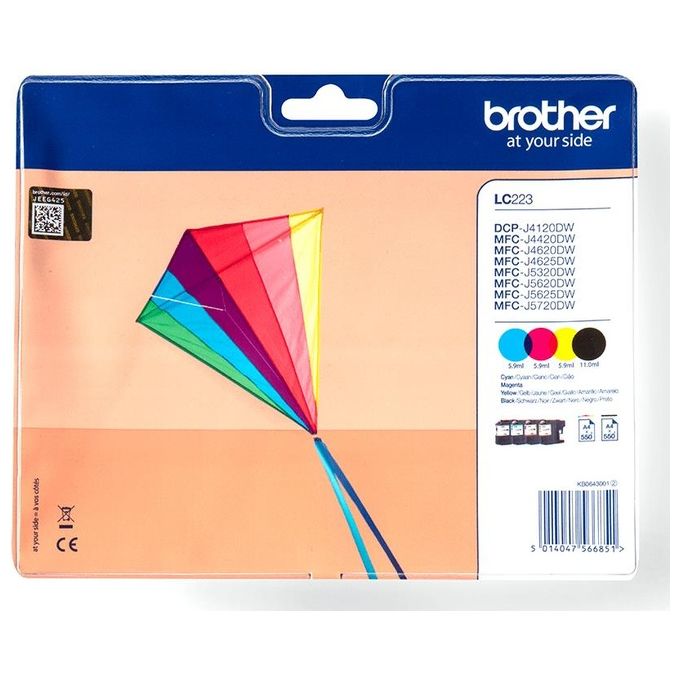 Image of Brother Cartucca Ink-jet Lc223 Valbp kit 4 cart per Multifunzione-j4620dw-j5320dw-j5620dw-j5720dw