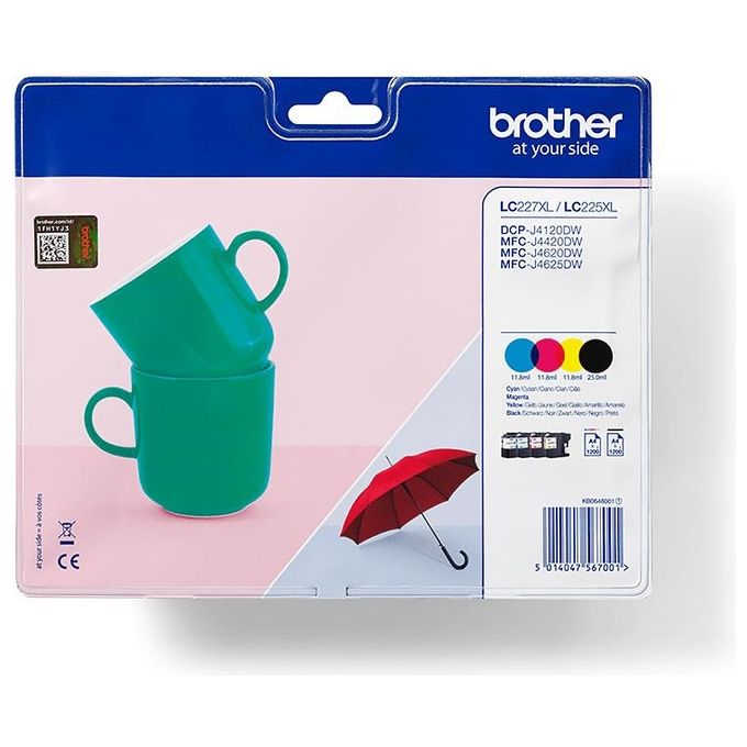 Brother LC227XLVALBP Cartuccia Inkjet Originale 4 Pezzi Alta Resa 1200 Pagine per Colore Nero Ciano Magenta Giallo colore Nero Ciano Magenta Giallo