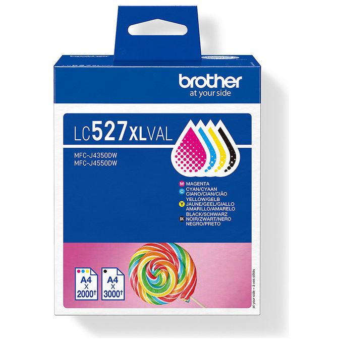 Brother, Cartuccia Inchiostro LC527XLVAL, 4 Pezzi, Originale, XL, Nero, Ciano, Magenta, Giallo