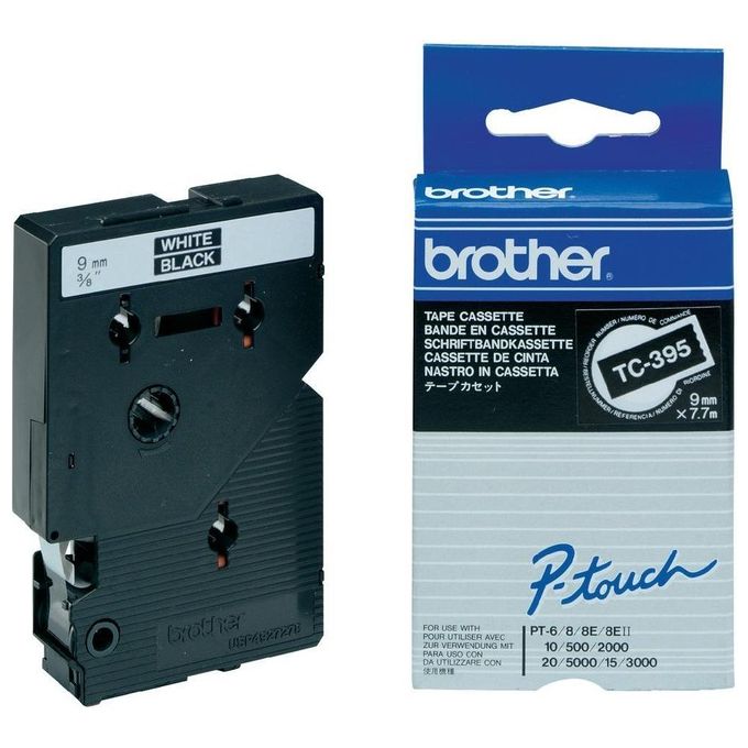 Brother Cassette Nastri 9mm Bianco Su Nero