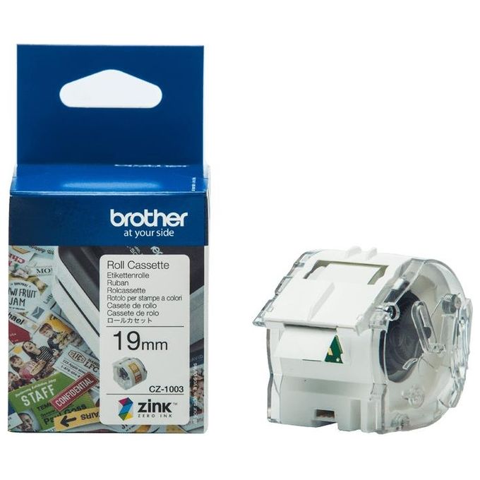Brother CZ1003 Rotolo di Etichette Originali per Stampante VC500W 19 mm x 5 m colore Bianco