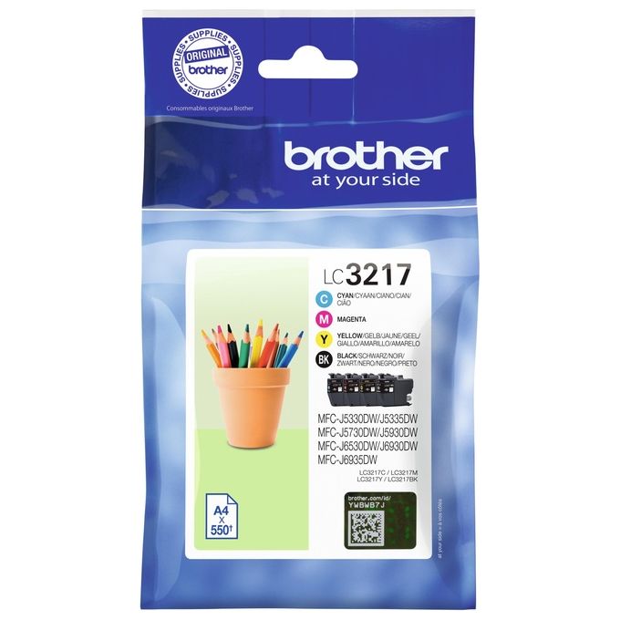 Brother LC3217VAL Multipack 4 Cartucce Inkjet Originali Nero Ciano Magenta Giallo 550 pagine colore Nero Ciano Magenta Giallo