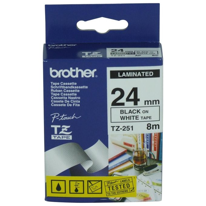 Image of Brother Nastro 24mm Laminato Nero Bianco