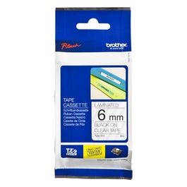 Nastro 6mm 8mt Nero/trasp Tze-111
