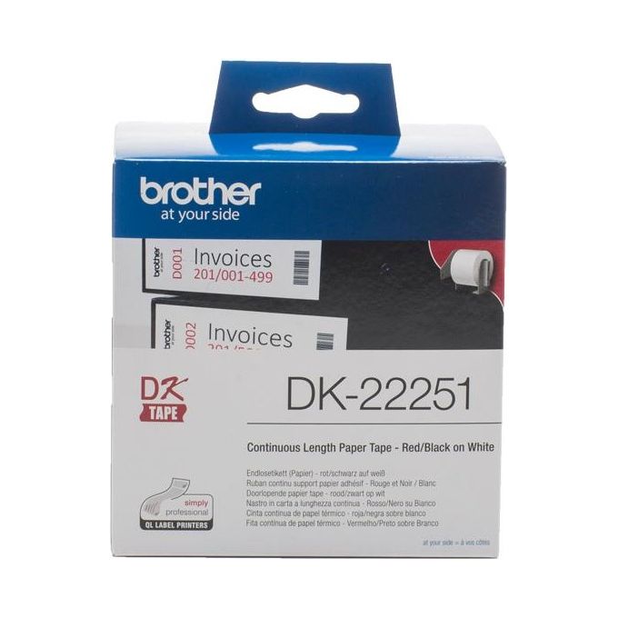 Brother Nastro per Etichettatrice Nero e Rosso su Bianco 62mm