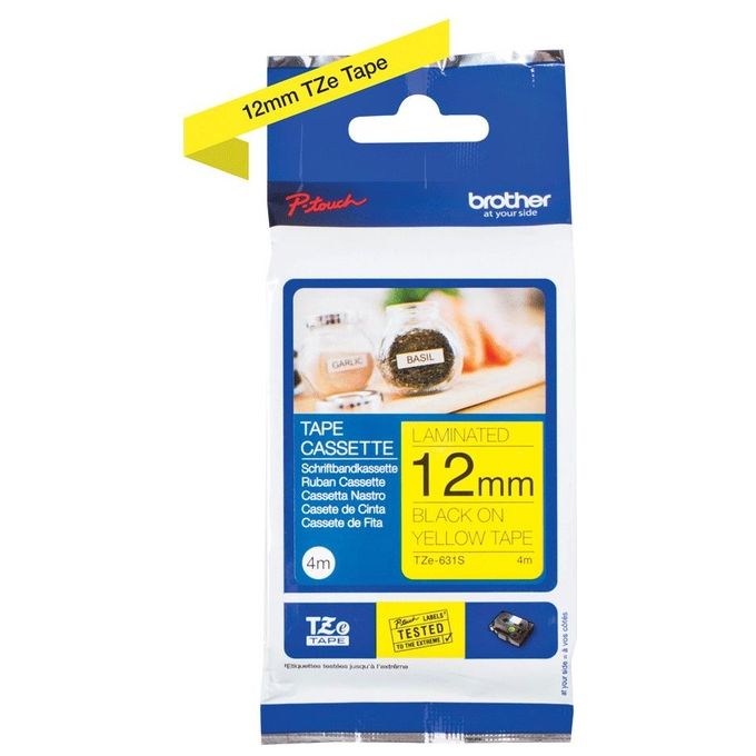 Image of Brother Nastro Laminato H12mm(4m) nero su Giallo