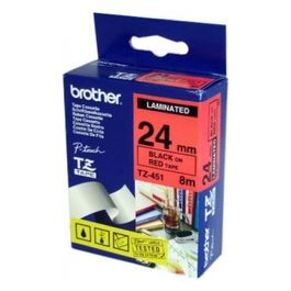 Brother Nastro Tz 24mm Nero Su Rosso Lamina