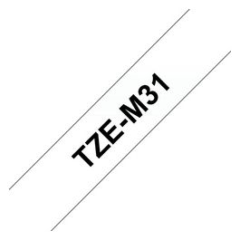 TZe-M31 Nastro per Etichettatrice 12mm Nero su Trasparente Opaco