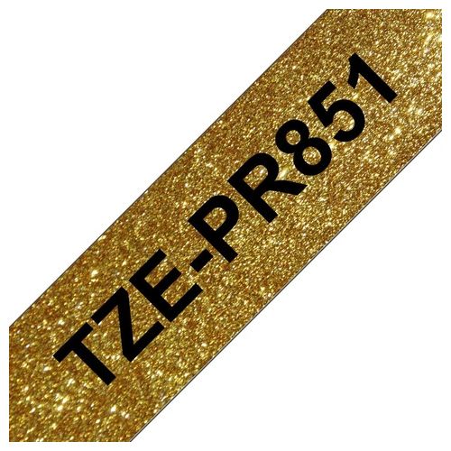 Brother TZe-PR851 Nastro per Etichettatrice Nero Dorato su Oro Glitter 24mm