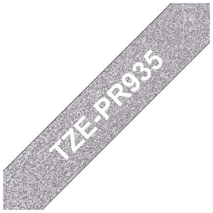 Brother TZe-PR935 Nastro per Etichettatrice Bianco su Argento Glitter 12mm
