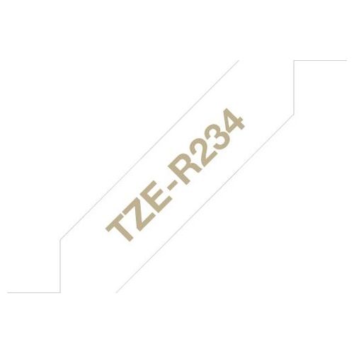 Brother TZE-R234 Nastro per Etichettatrice Oro su Bianco