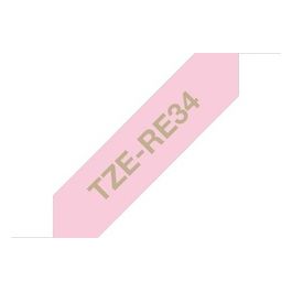 TZE-RE34 Nastro per Etichettatrice Oro su Rosa