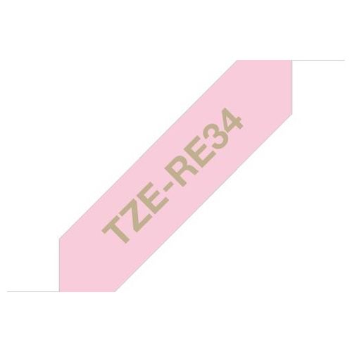 Brother TZE-RE34 Nastro per Etichettatrice Oro su Rosa