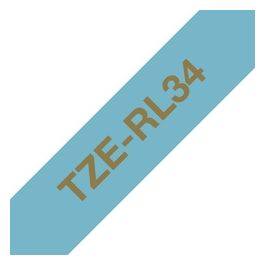 TZE-RL34 Nastro per Stampante Oro su Azzurro 12mm