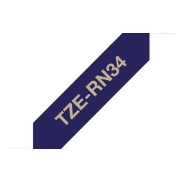 TZE-RN34 Nastro per Etichettatrice Oro su Blu Navy