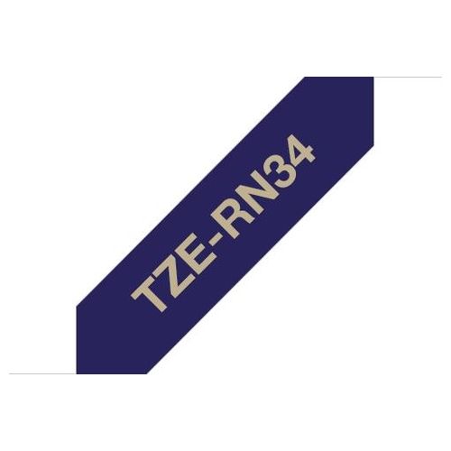 Brother TZE-RN34 Nastro per Etichettatrice Oro su Blu Navy