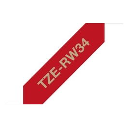 TZE-RW34 Nastro per Etichettatrice Oro su Rosso