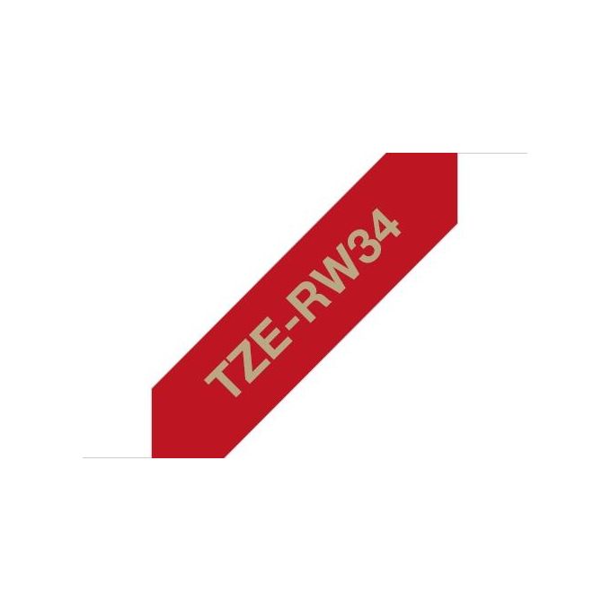 Image of Brother TZE-RW34 Nastro per Etichettatrice Oro su Rosso