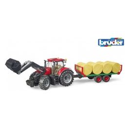 Bruder Trattore Case IH Optum 300CVX con Front Loader e Bale Trailer