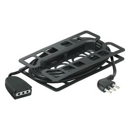 Prolunga domestica 2P+T 3x0,75mmq lunghezza 3m con spina e presa 2P+T 10A - colore nero