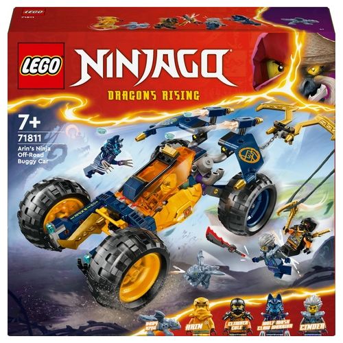 LEGO NINJAGO 71811 Buggy Fuoristrada Ninja di Arin, Giochi per Bambini 7+ Anni, Macchina Giocattolo con Drago e 4 Minifigure