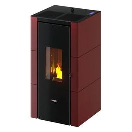 CRISTAL 7 T2 Stufa a Pellet  Rosso Riscaldamento Efficiente con Design Elegante, Ideale per Ambienti Moderni